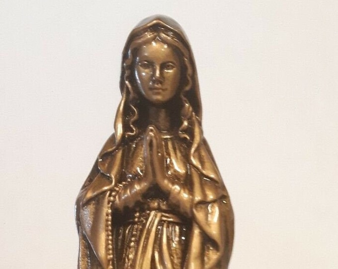 Statue of Our Lady of Lourdes cm 31 (12,20 inches) in resin bronze decoration of Italian artisan production
