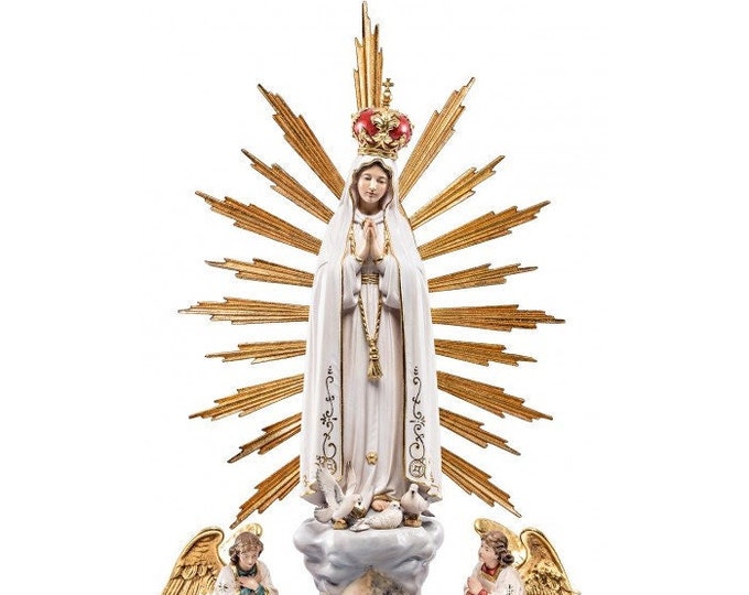 Statue of Our Lady of Fatima with home altar carved in Valgardena wood and decorated by hand Italian production various sizes