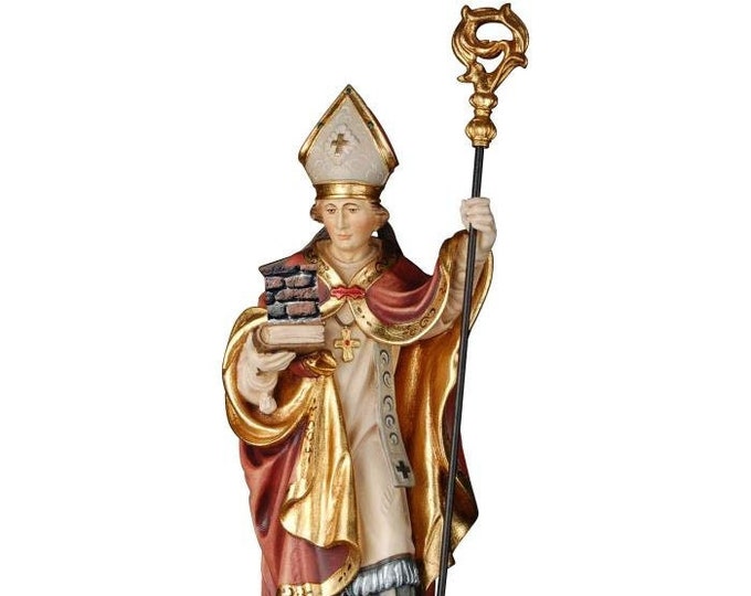 Statue of San Emidio carved in Val Gardena wood and hand decorated of Italian artisan production