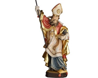 Statue of San Gaudenzio carved in wood from Valgardena and decorated by hand of Italian artisan production