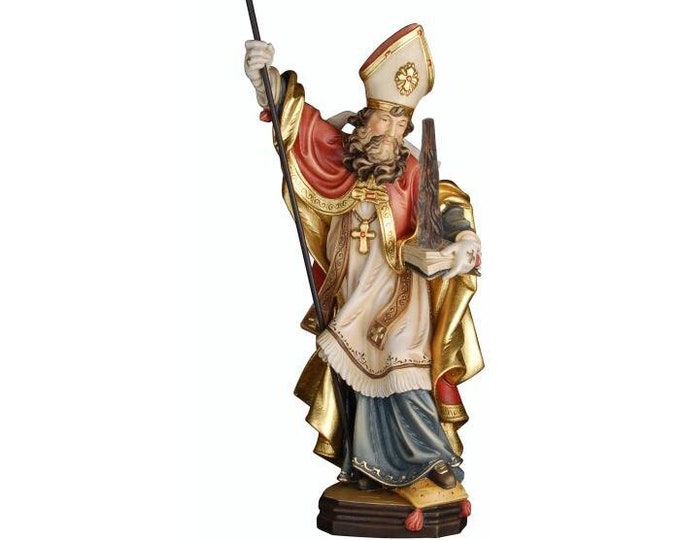 Statue of St. Timothy with club, carved in wood from Valgardena and hand-decorated of Italian craftsmanship