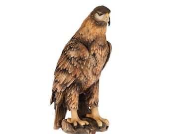 Golden eagle sculpture carved in Valgardena wood and hand-decorated, of Italian artisan production