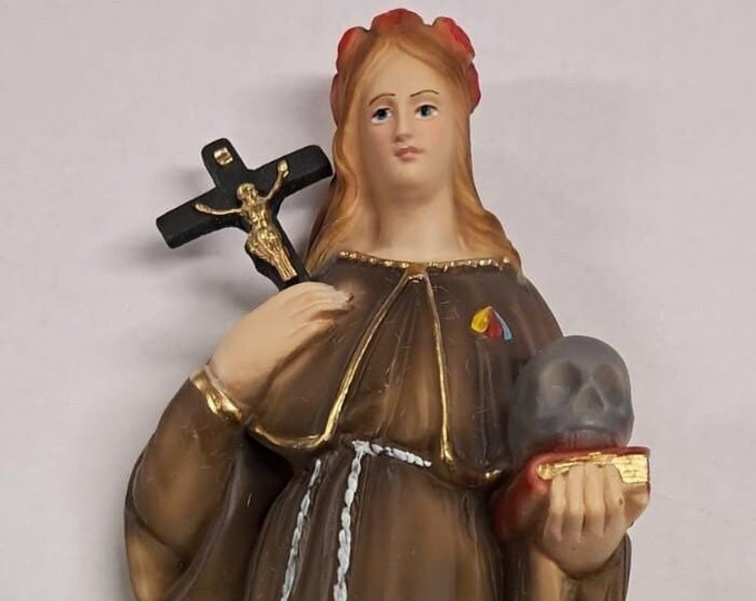 Statue of Santa Rosalia cm 27.5 (10.82 inches) in full resin marble decorated by hand, Italian artisan production