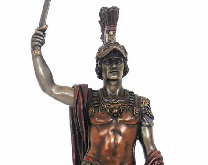 Scultura classica del Centurione Romano, cm 33 (13 inches) in marmo resina bronzata, artigianale, made in Italy