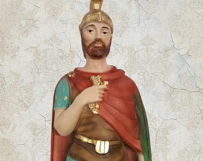 Statue of San Donato 30 cm (11.81 inches) in marble resin full decorated by hand, Italian artisan production