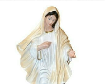 Statue der Muttergottes von Medjugorje cm 30 ( 11,81 Zoll) aus handverziertem Harz italienischer Handwerkskunst