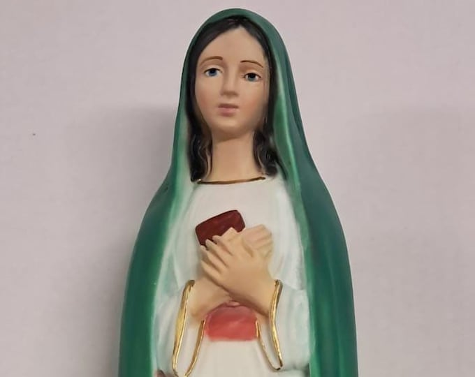 Statue of the Madonna of Revelation cm 30 (11.81 inches) in marble resin full decorated by hand of Italian artisan production