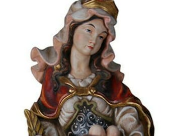 Statue of Sant'Agata da Catania carved from Valgardena wood and hand-decorated by Italian artisan production