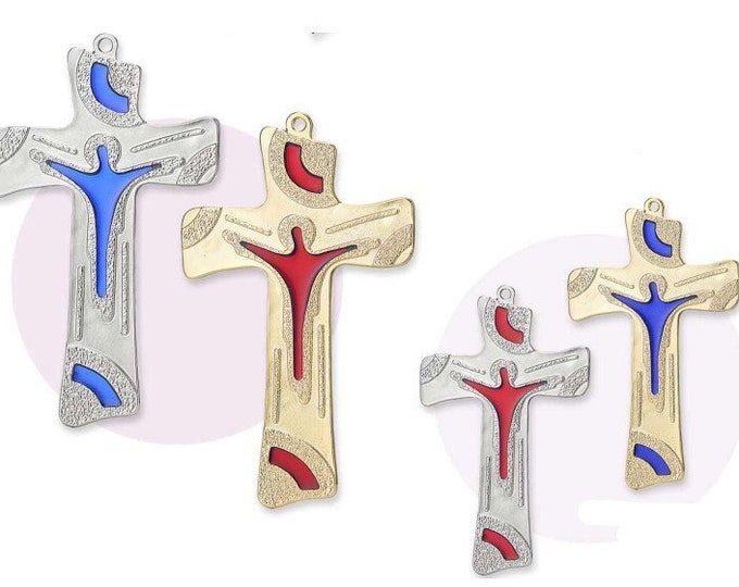 Colored metal crucifix, 18 cm (7.08 inches), various colors available, of Italian artisan production