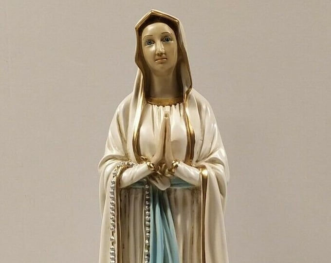 Statue of Our Lady of Lourdes 64 cm (25.19 inches) made of resin, hand-decorated with antique finish, artisanal production