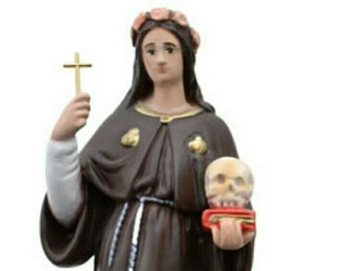 Statue of Santa Rosalia cm 30 (11.81 inches) in hand-decorated resin, Italian artisan production