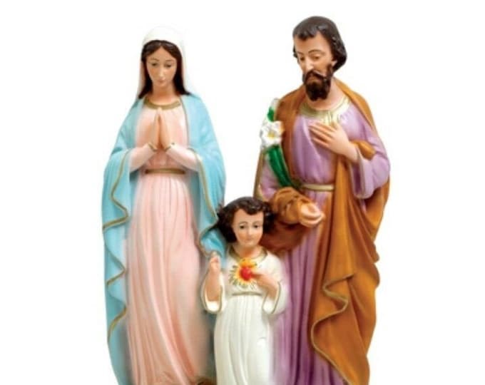 Statue of the Holy Family cm 40 (15.74 inches) in hand-decorated full resin marble of Italian craftsmanship