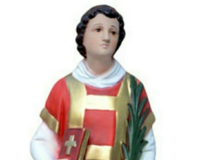 Statue of San Lorenzo cm 45 (17.71 inches) in marble resin hand decorated of Italian artisan production