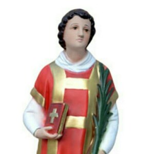 Statue of San Lorenzo cm 45 (17.71 inches) in marble resin hand decorated of Italian artisan production
