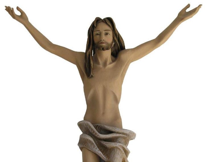 Sculpture of the modern risen Christ, carved in Valgardena wood and decorated by hand, various sizes, of Italian artisan production