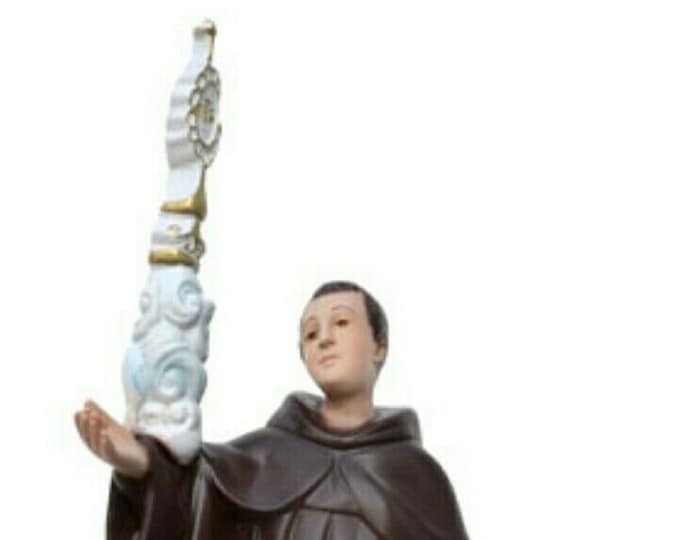 San Pasquale Baylon statue cm 35 (13,77 inches) in hand-decorated resin marble of Italian artisan production