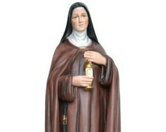 Statue of Saint Clare of Assisi cm 40 (15.74 inches) in marble resin hand decorated, Italian artisan production