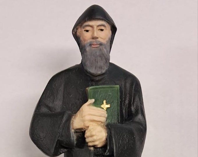 Statue of Saint Charbel Makhluf cm 24 (9.44 inches) in marble resin full decorated by hand of Italian artisan production