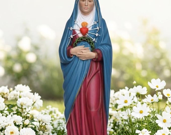 Statue of Our Lady of Sorrows, 60 cm (23.62 inches), hand-decorated resin with painted eyes or glass, Italian artisan production