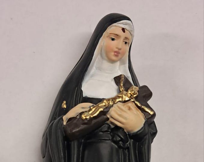 Statue of Saint Rita of Cascia cm 20 (7.87 inches) in marble resin full decorated by hand of Italian artisan production