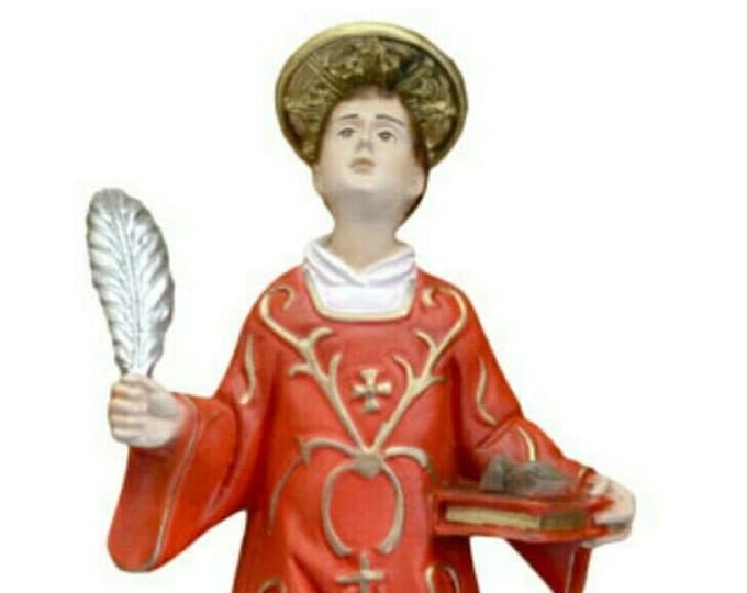 Statue of St. Stephen cm 30 (11.81 inches) in hand-decorated resin of Italian craftsmanship