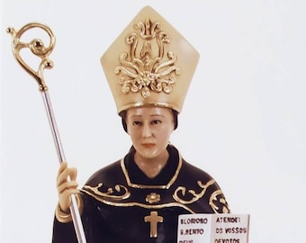 Statue of St. Benedict cm 68 (26,77 inches) in hand-decorated resin of handcrafted production ideal for interiors and exteriors