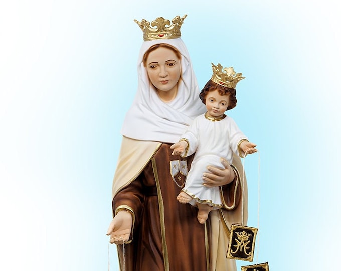 Statue of the Madonna del Carmine cm 50 (19.68 inches) in hand-decorated resin, Italian artisan production
