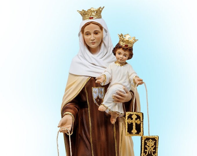 Statue of the Madonna del Carmine 30 cm (11.81 inches) in hand-decorated resin, Italian artisan production