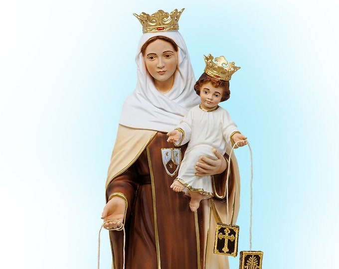 Statue of the Madonna del Carmine cm 40 (15.74 inches) in hand-decorated resin, Italian artisan production