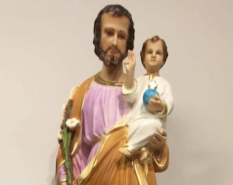 Statue of Saint Joseph 64 cm (25.19 inches) in marble resin hand decorated, Italian artisan production