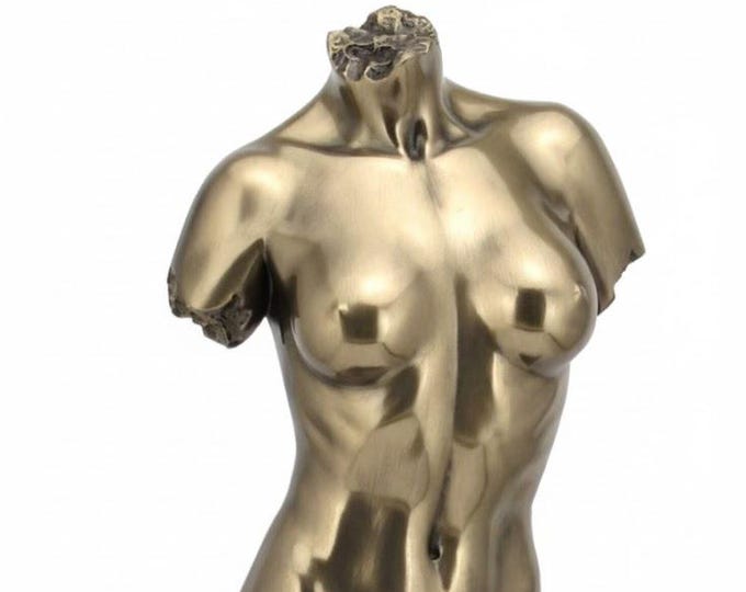 Classical sculpture Bust of a Woman, 28 cm (11.02 inches) in bronzed resin marble, handcrafted in Italy
