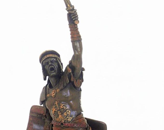 Classical sculpture of Spartacus, 32 cm (12.6 inches) in bronzed resin marble, handcrafted, made in Italy