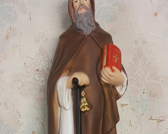 Statue of Saint Anthony the Abbot, 30 cm (11.81 inches), hand-decorated marble resin, Italian artisan production