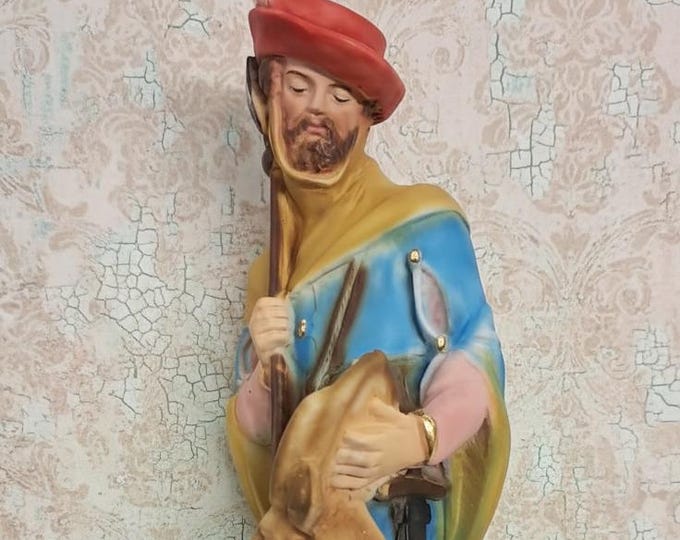 Statue of Saint Uberto 30 cm (11.81 inches) in marble resin full decorated by hand, Italian artisan production