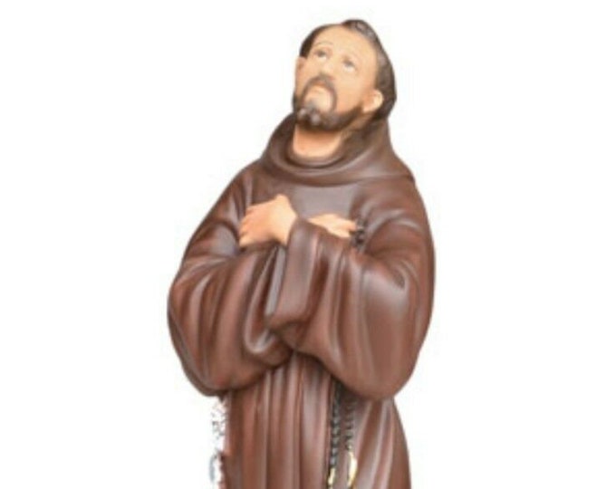 Statue of St. Francis of Assisi cm 55 (21.65 inches) in hand-decorated full resin marble of Italian craftsmanship