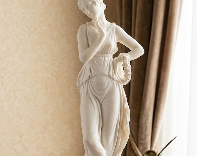 Classic sculpture "Ballerina del Canova" in alabaster powder, marble base, 65 cm (25.59 inches) of Italian artisan production.