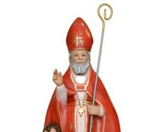 Statue of San Biagio cm 40 (15,74 inches) in hand-decorated resin marble of Italian craftsmanship