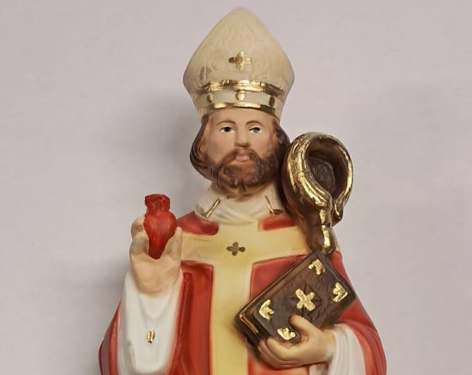 Statue of Saint Augustine cm 32 (12.59 inches) in marble resin full decorated by hand of Italian artisan production