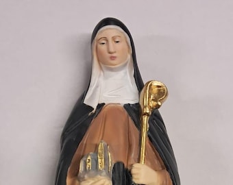 Statue of Saint Brigid 30 cm (11.81 inches) in marble resin full decorated by hand, Italian artisan production