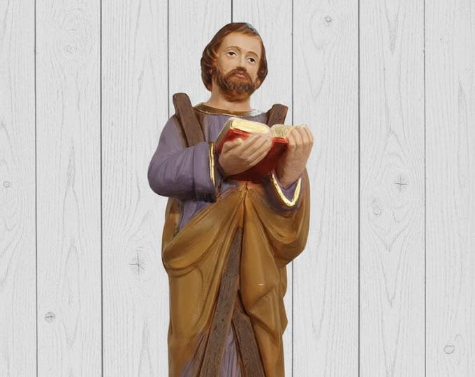 Statue of Saint Andrew 30 cm (11.81 inches) in marble resin full decorated by hand, Italian artisan production