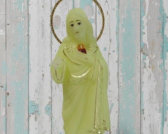 Statue of Jesus Sacred Heart, 24 cm (9.44 inches) phosphorescent, made of resin, hand decorated, artisanal production