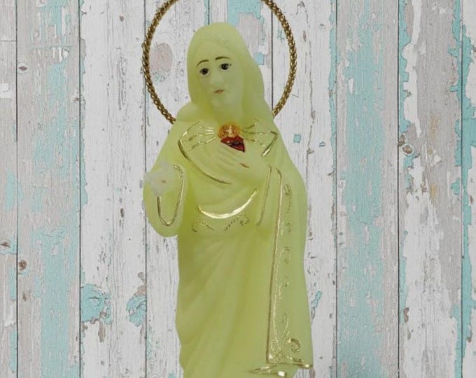 Statue of Jesus Sacred Heart, 24 cm (9.44 inches) phosphorescent, made of resin, hand decorated, artisanal production