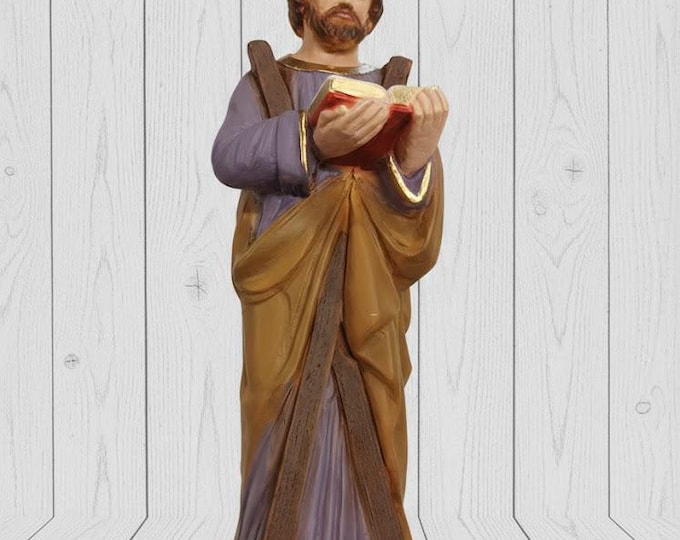 Statue of Saint Andrew 30 cm (11.81 inches) in marble resin full decorated by hand, Italian artisan production