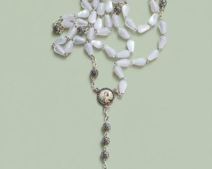 Rosary of Our Lady of Tears, 50 cm glass beads, handcrafted in Italy