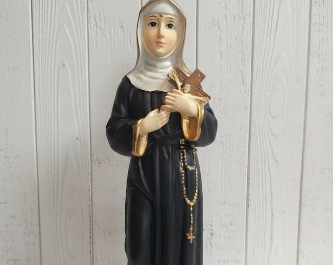 Statue of Saint Rita of Cascia 21 cm (8.26 inches) in hand-decorated resin, artisanal production