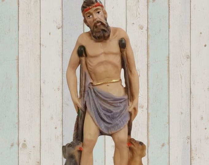 Statue of Saint Lazarus 20 cm (7.87 inches) in marble resin full hand decorated, Italian artisan production