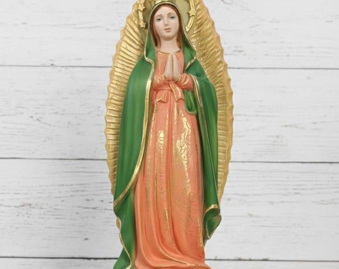 Statue of Our Lady of Guadalupe 40 cm (15.74 inches) in solid resin marble decorated by hand, Italian artisan production