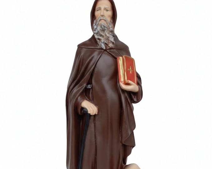 Statue of Saint Anthony the Abbot, 40 cm (15.74 inches), hand-decorated marble and resin, Italian artisan production