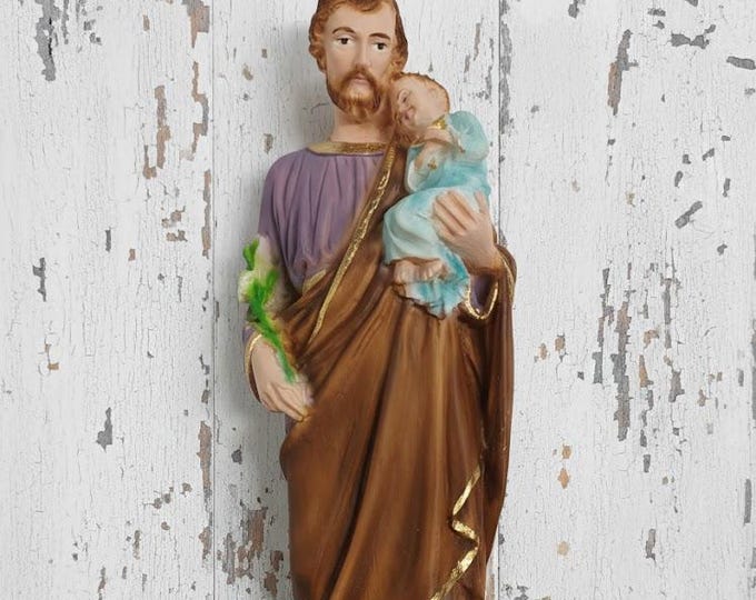 Statue of Saint Joseph 20 cm (7.87 inches) in marble resin full decorated by hand, Italian artisan production