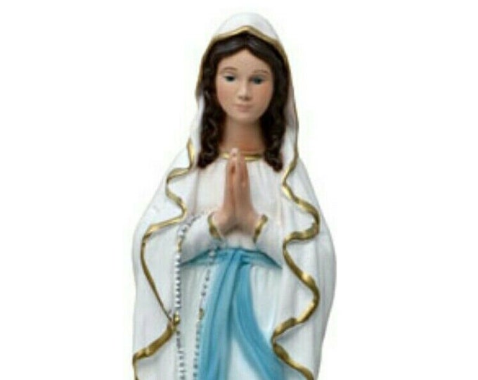 Statue of Our Lady of Lourdes 30 cm (11.81 inches) in hand-decorated full resin marble of Italian artisan production